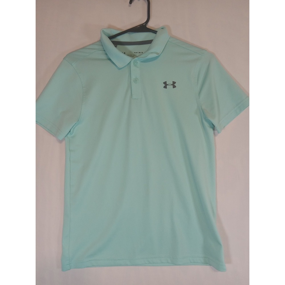 Boys Aqua Blue Under Armour UA Golf Polo Boys Large Preppy